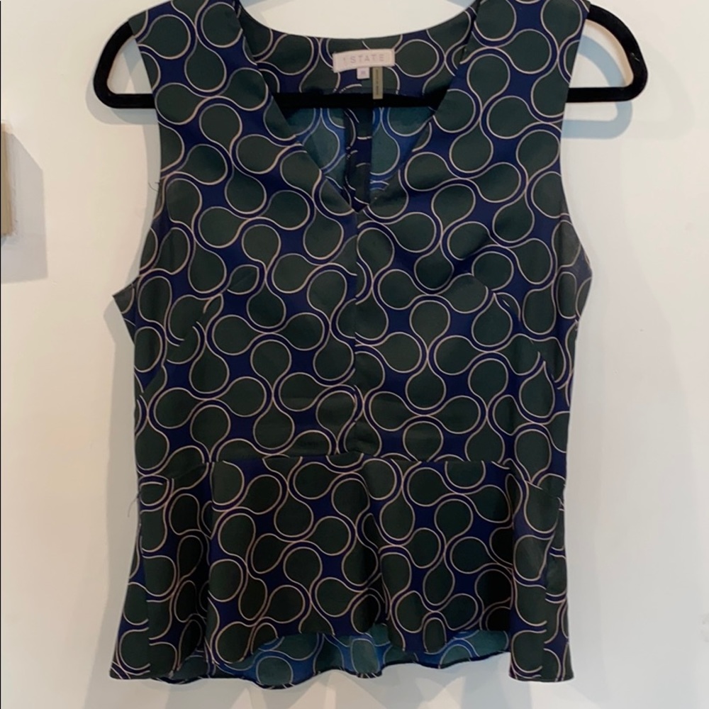 Green and Blue Peplum Top
